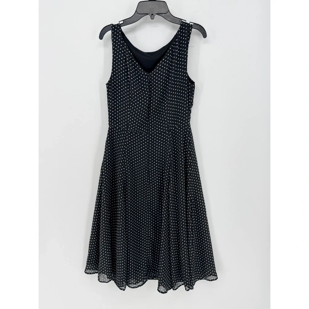 Betsey Johnson Fit and Flare Dress 2 Black EUC Polka Dot Retro Rockabilly Pinup